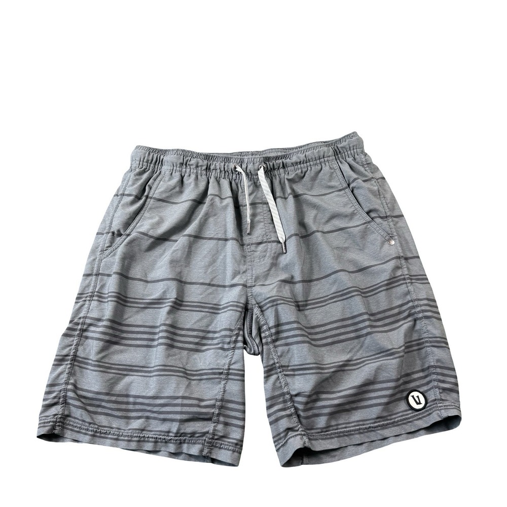 Vuori Kore Mens Gray Striped Lined Performance Athletic Shorts Size Medium V302
